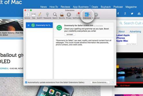 如何删除Safari浏览器的扩展程序 大神教你搞定插图1
